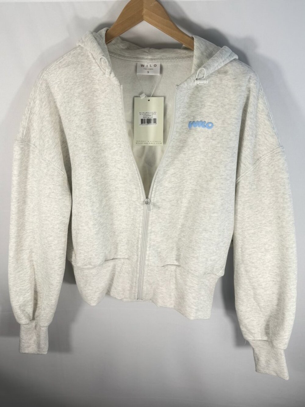 Wilo Wellness Club Crop Zip Hoodie Small Oversized Fleece Sweatshirt NWT